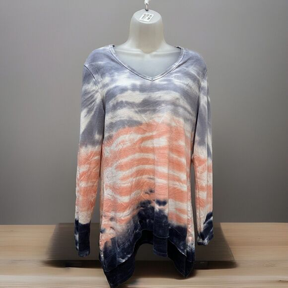 GreenTea Women’s Long Sleeve Multi-Color Shirt Size M V-Neck Pullover - Picture 1 of 5
